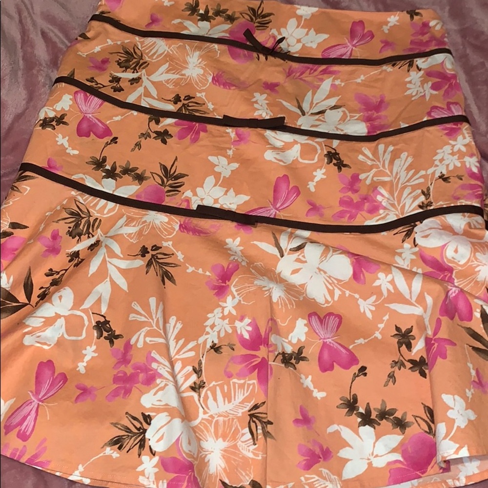 Orange floral print skirt